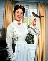 Mary Poppins with bird on her finger