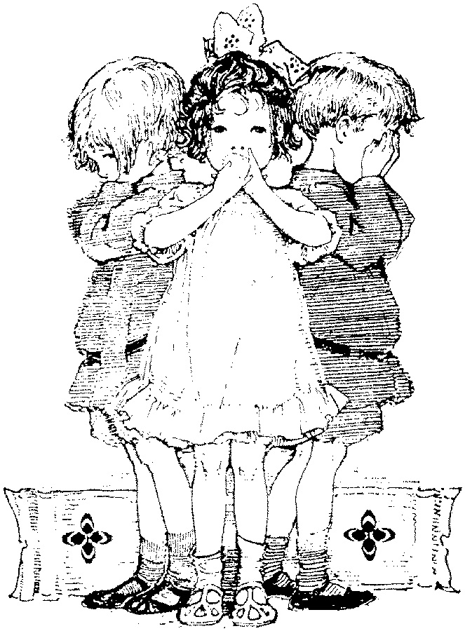 drawing 3 children 2 covering eyes 1 covering mouth