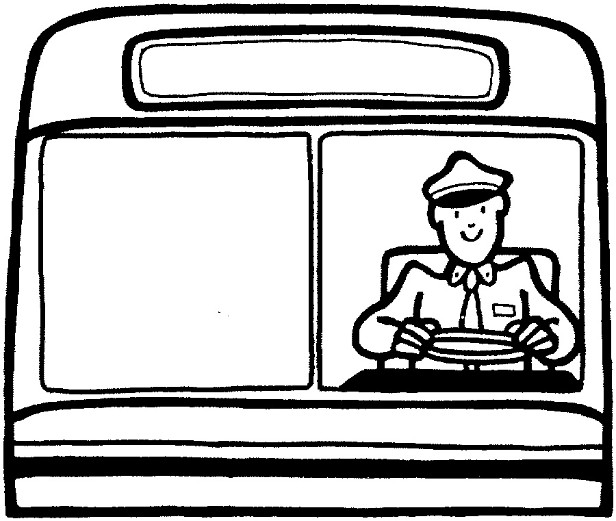 cartoon of bus driver in bus